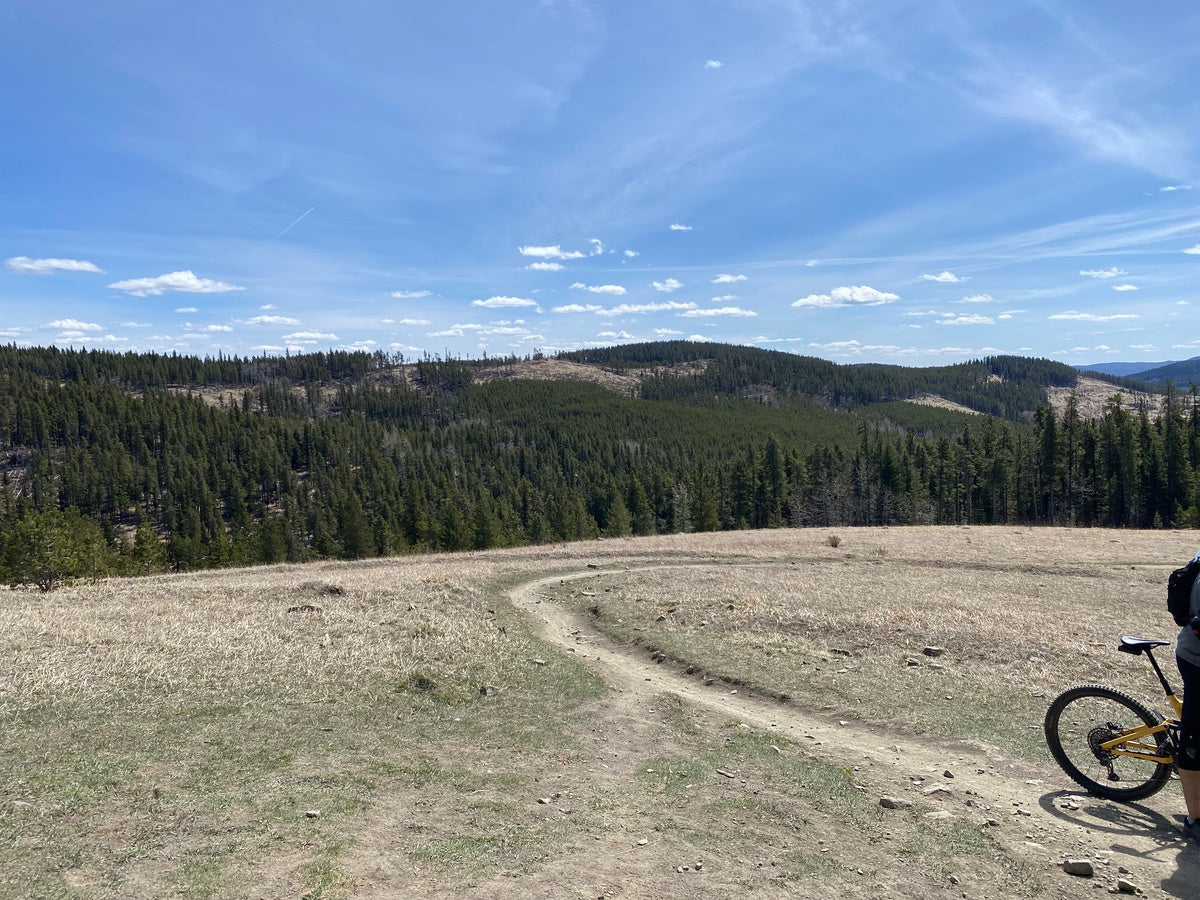 eBike rider on open section of trail in Bragg Creek, Alberta