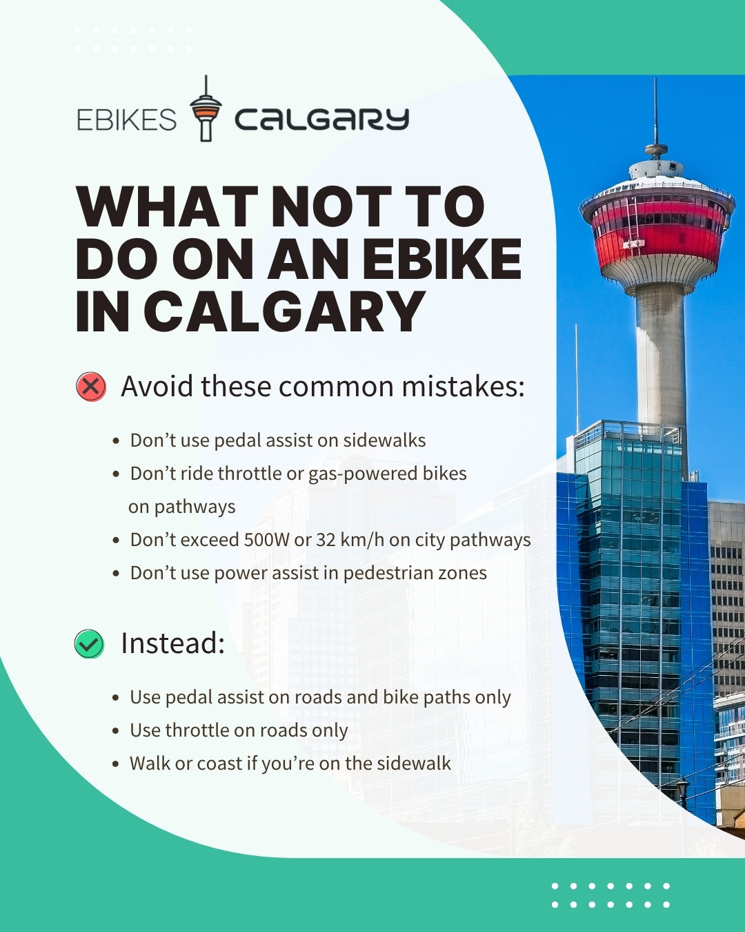 what not to do on an ebike in calgary infographic