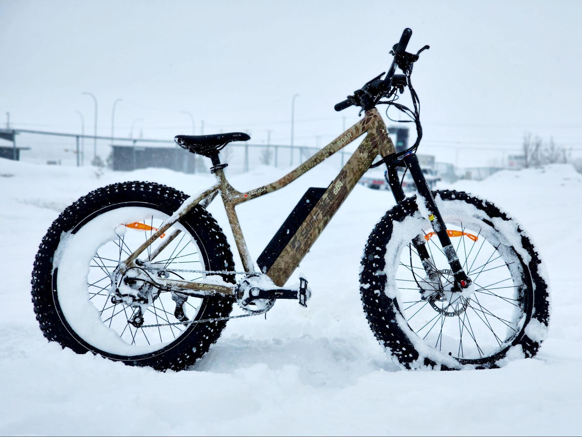 Surface 604 Boar Hunter eBike with fat tires ideally suited to riding on snow and ice in winter